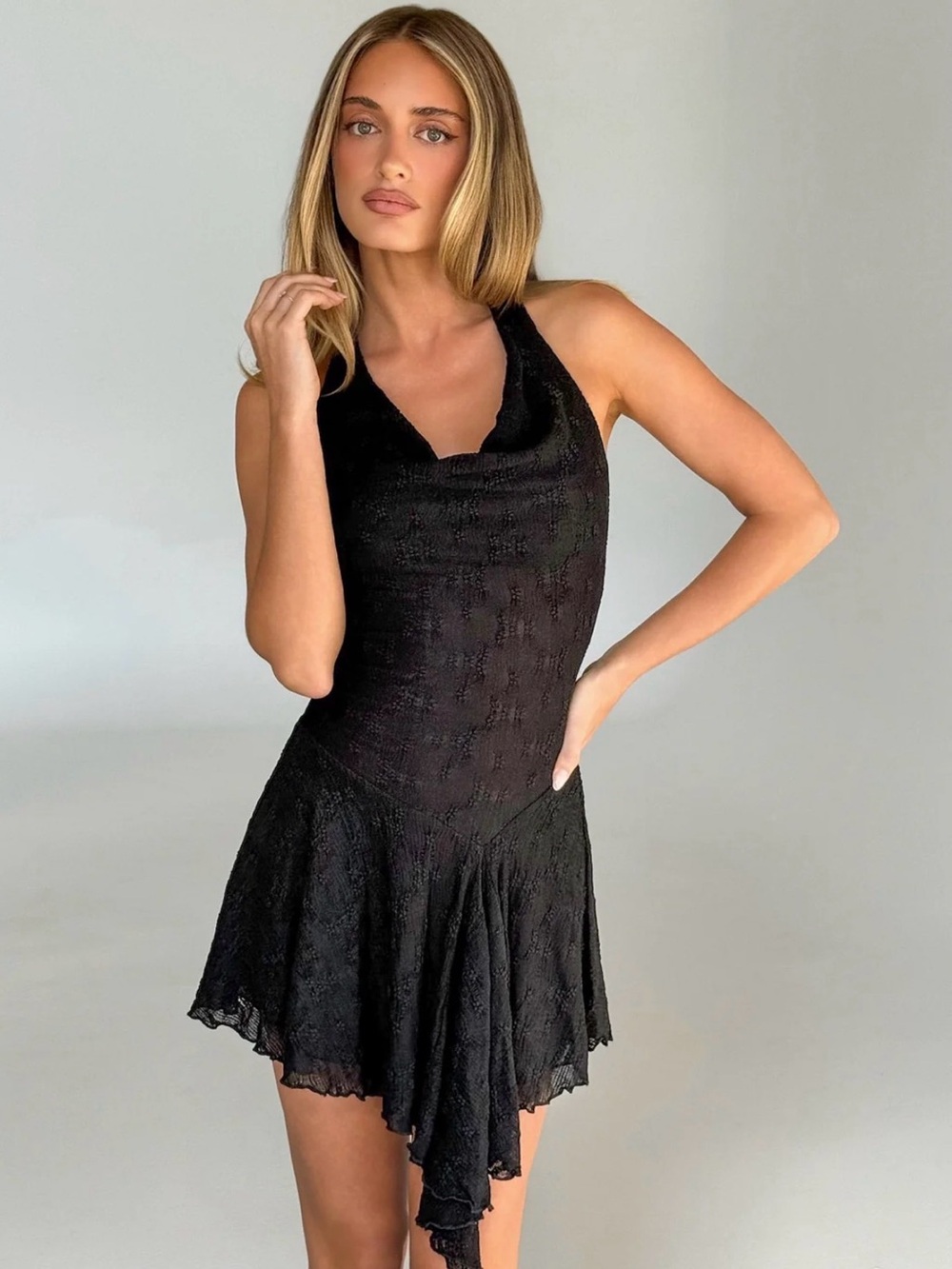 tiger mist florella Black Mini Halter Dress